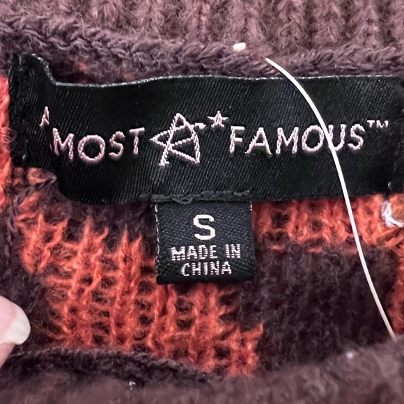 🧡Almost Famous Orange and Brown Checkered Swester Vest🪩 - Picture 8 of 11